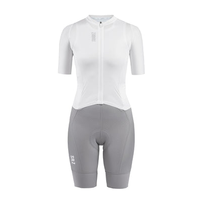 Enterizo Bike Manga Corta Cierre Completo Pro Mujer (HARD LITE WHITE 2.4)